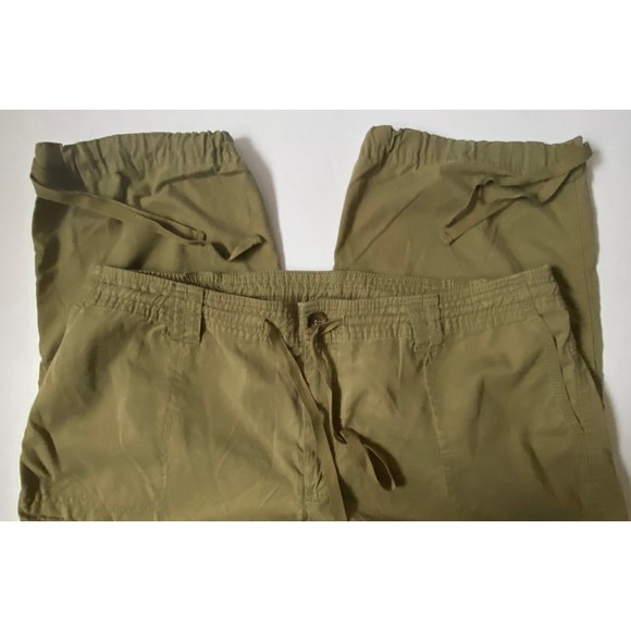Liz Claiborne Capris 20W Olive Green Sloane Cargo Drawstring Waist Legs Lyocell - Picture 3 of 13